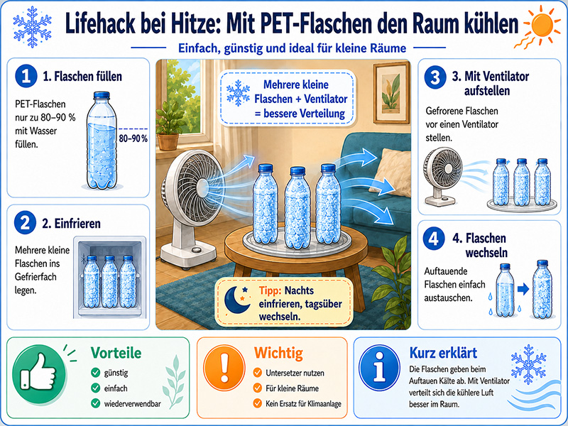 Lifehack: PET Flasche Raum kühlen